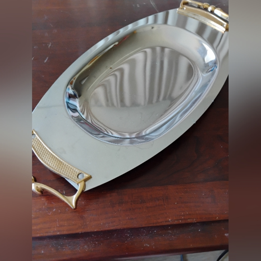 Elegant Silver and Gold Serving Tray
